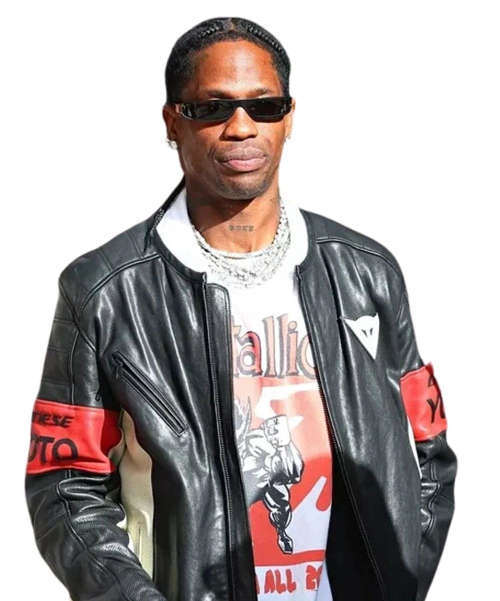 2025 F1 Miami GP Travis Scott Yohji Yamamoto Pour Homme x Dainese Black Leather Jacket