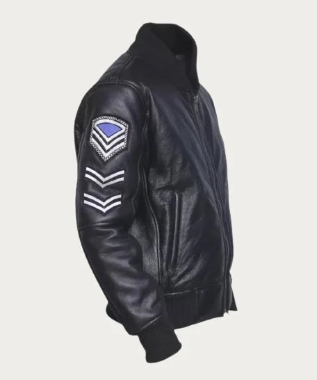 American Flag Black Leather Biker Jacket