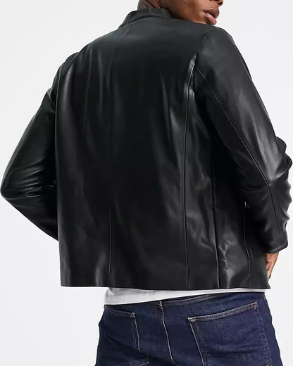Armani Exchange Black Leather Biker Jacket