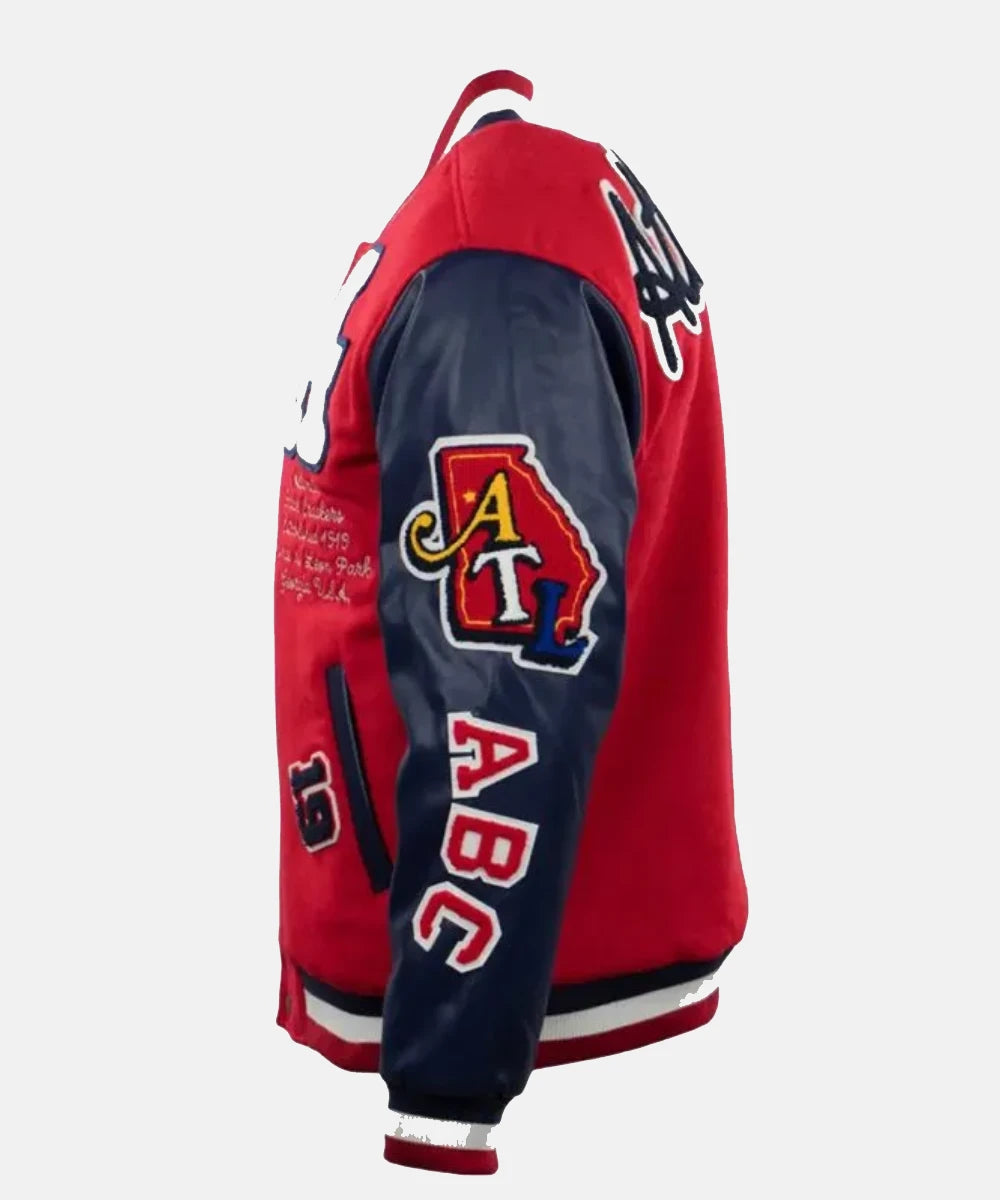AtlantaBlackCrackersRedNavyVarsityWoolLeatherJacket