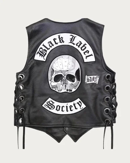 Men’s Black Label Society Leather Motorcycle Vest