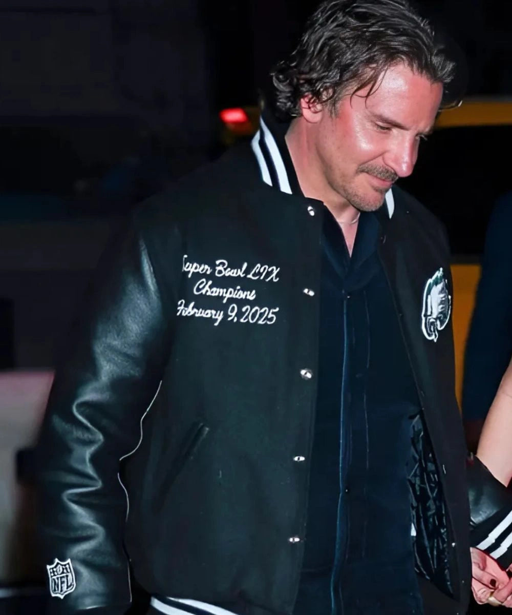 Bradley Cooper Gigi Hadid 30th Birthday Philadelphia Eagles Jacket Black