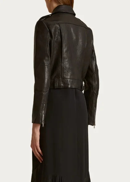 Cordelia Black Crop Leather Jacket