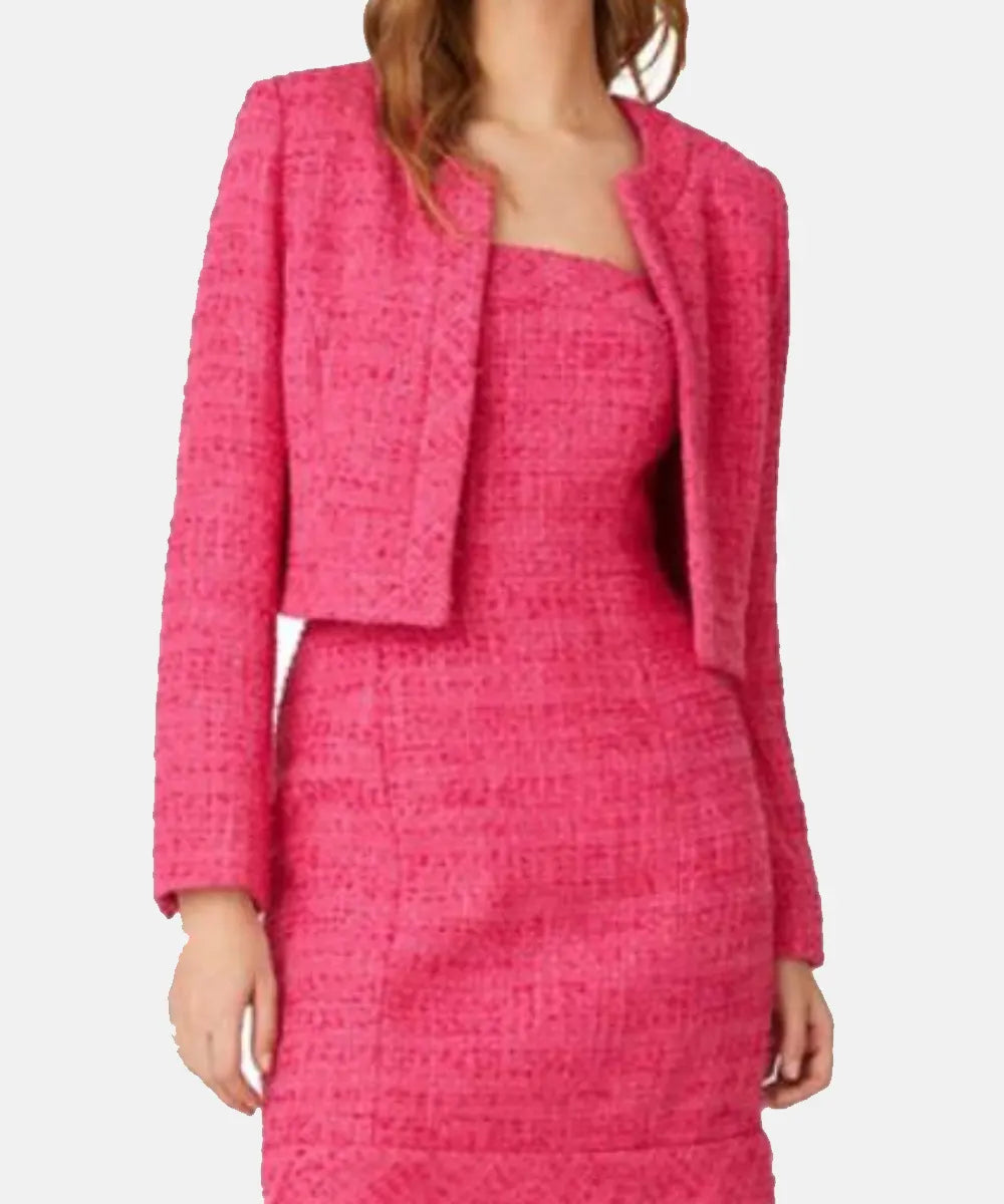 ElizaCoupeTheResidence2025SenatorMargeryPinkTweedCollarlessCropJacket