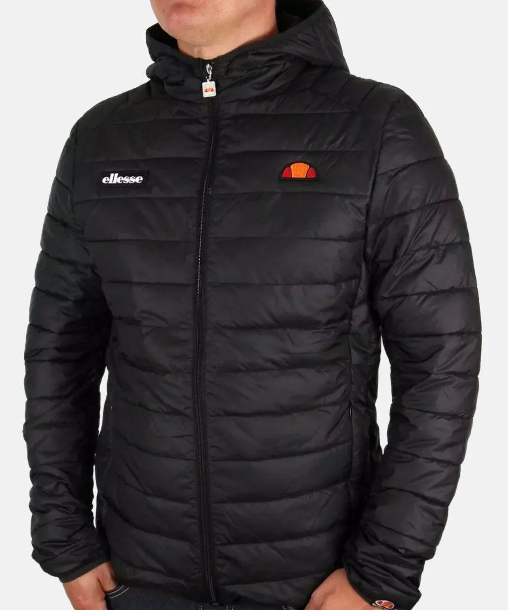 EllesseLombardyBlackHoodedPufferJacket