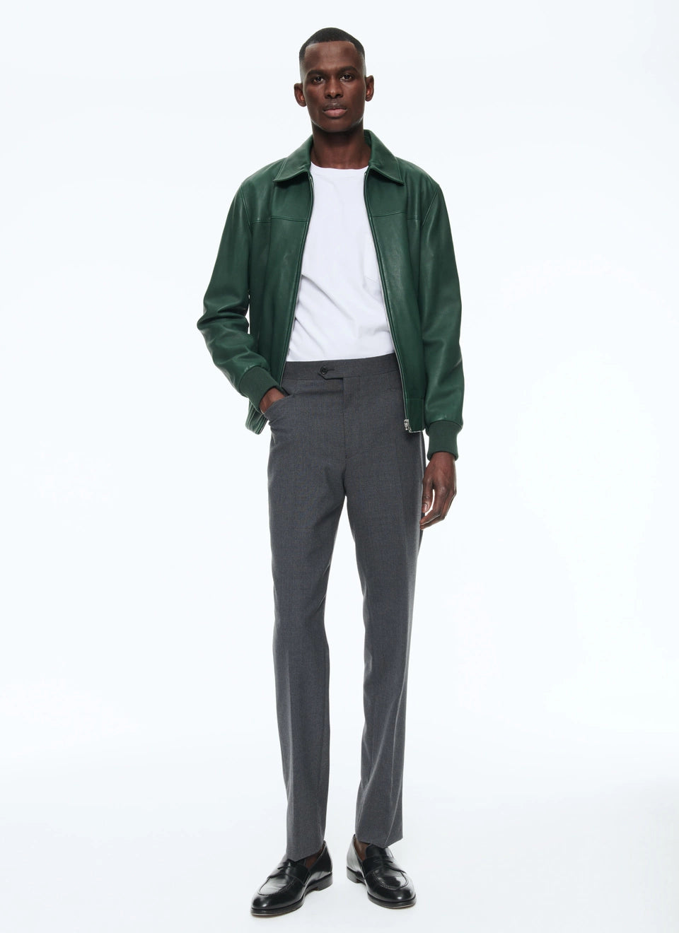 GREEN LAMB LEATHER Biker JACKET
