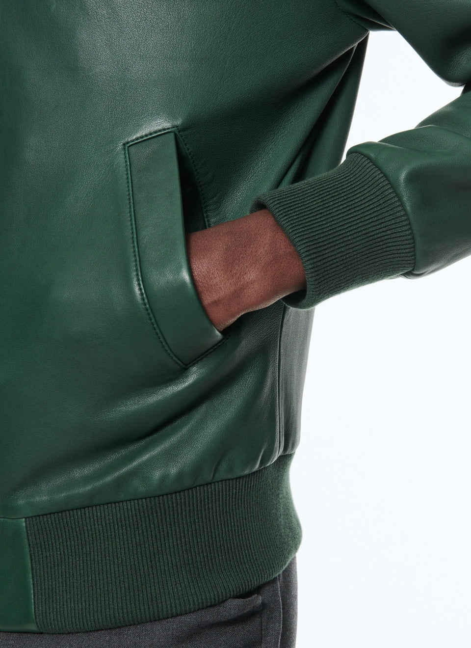 GREEN LAMB LEATHER JACKET For Men