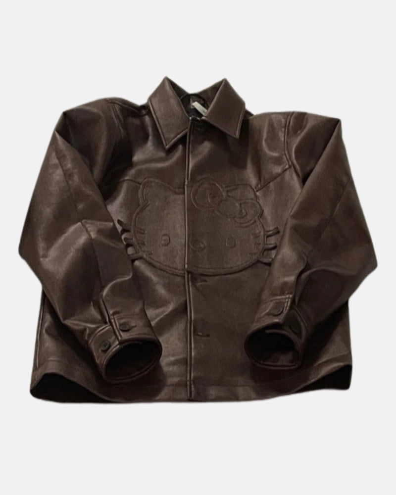 Hello kitty Premium Vintage Brown Leather Jacket