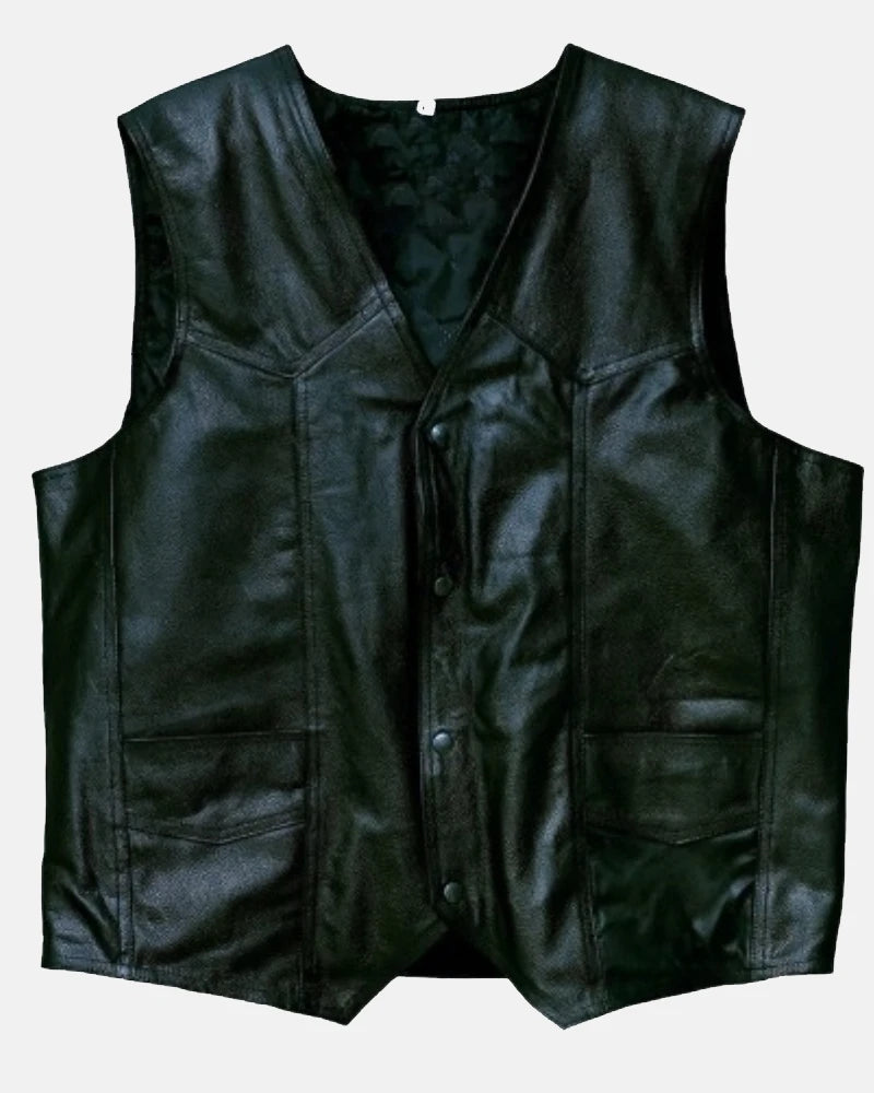 Hells Angels Black Biker Leather Vest