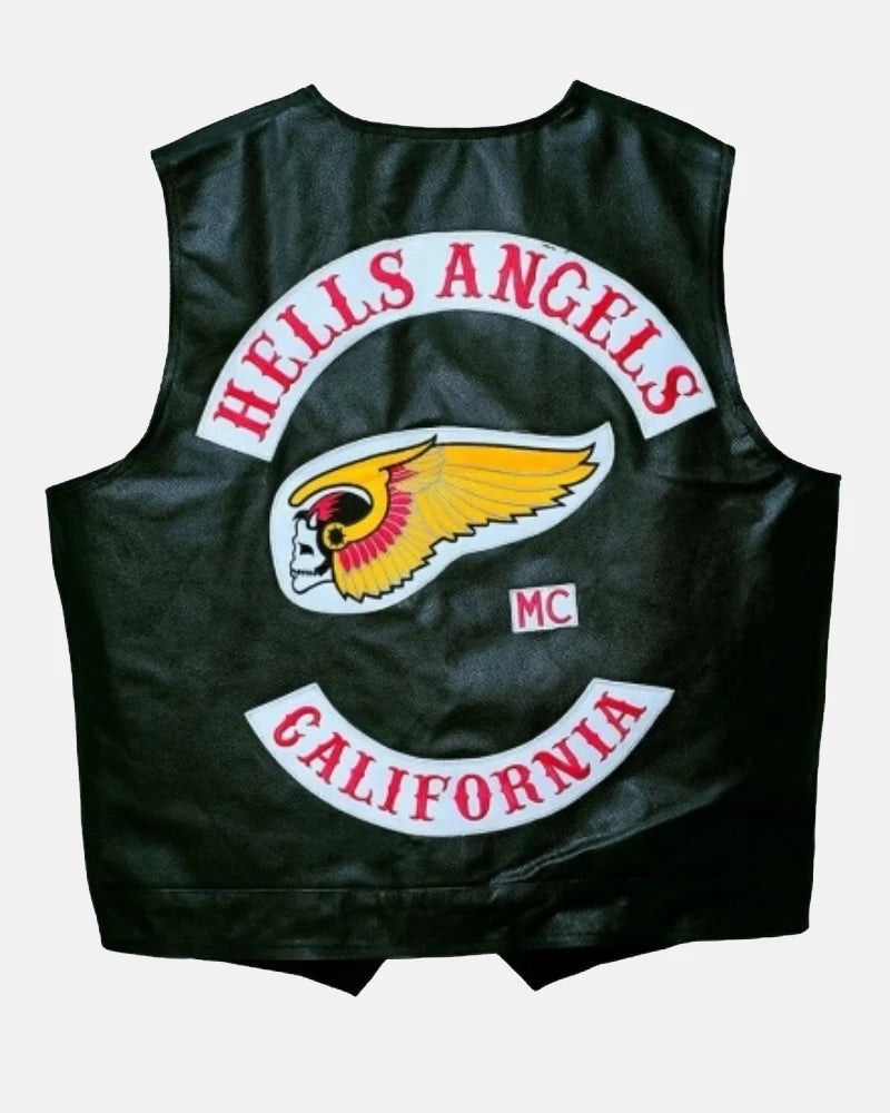 Hells Angels Black Leather Biker Vest