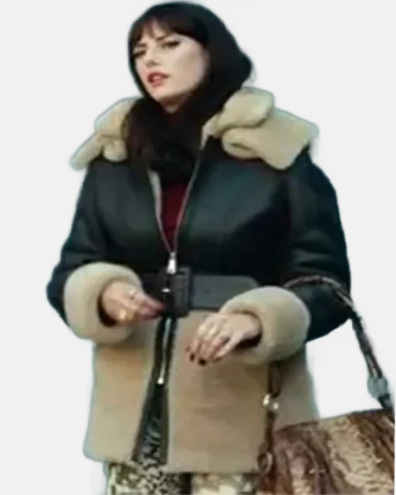 KayaScodelarioTheGentlemen Black Leather Shearling Jacket