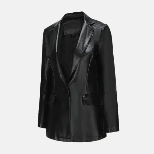 KristenStewartLoveLiesBleedingBlackLeatherBlazerJacket