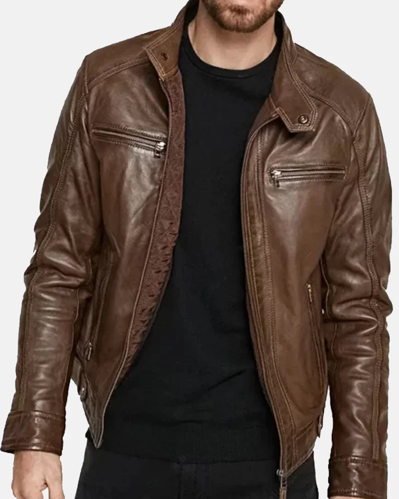 Leonardo DiCaprio Brown Leather Hooded Jacket