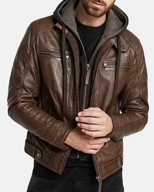 Leonardo DiCaprio Brown Hooded Jacket