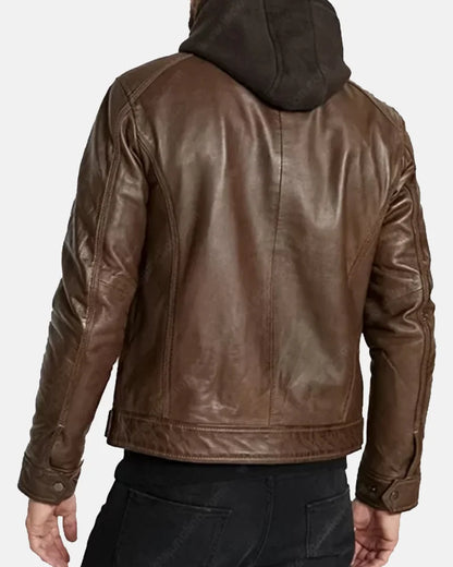 Leonardo DiCaprio Brown Leather Jacket with Hood