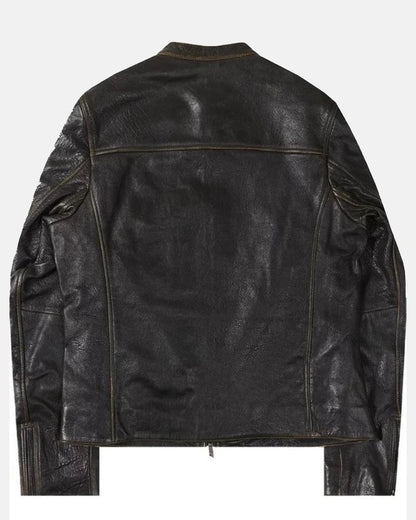 Lil Baby Diesel L-Cobbe Classic Vintage Black Leather Biker Jacket