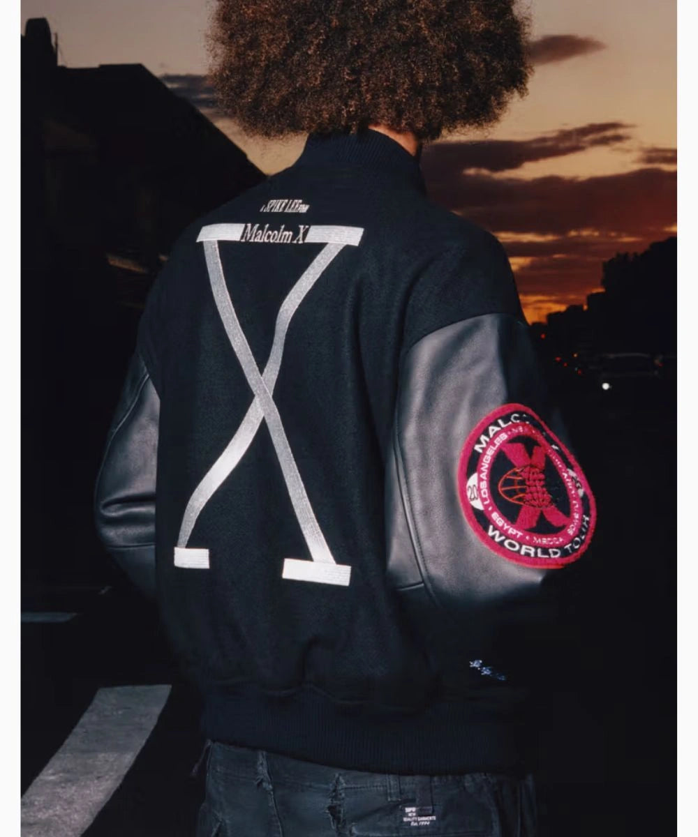 Malcolm X & Clockers Capsule Drop Supreme x Spike Lee 40 Acres Varsity Black Jacket