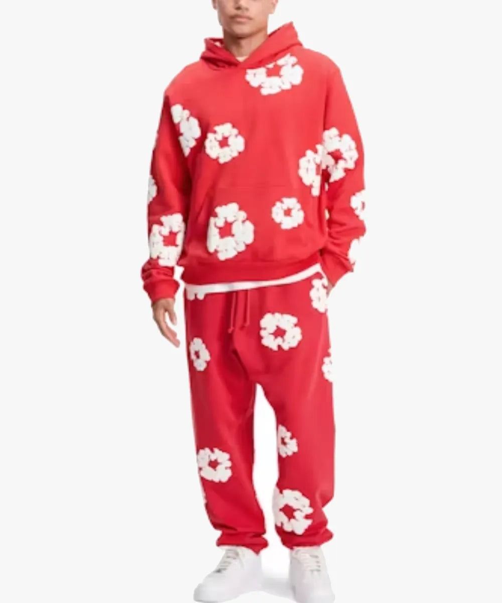Mens Red Denim Tears Pullover Hoodie