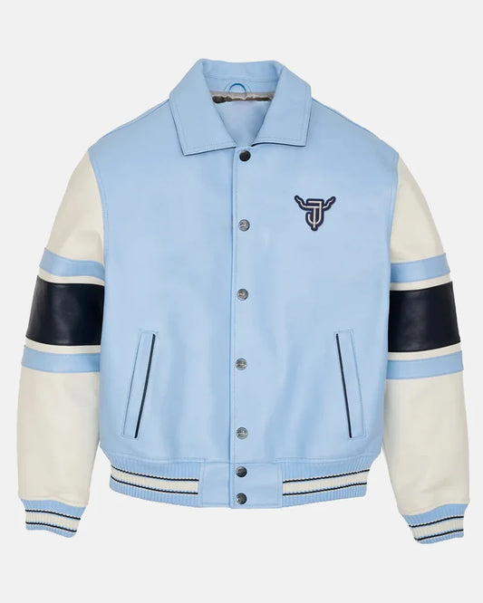 NBA All-Star Blue and White Leather Bomber Jacket