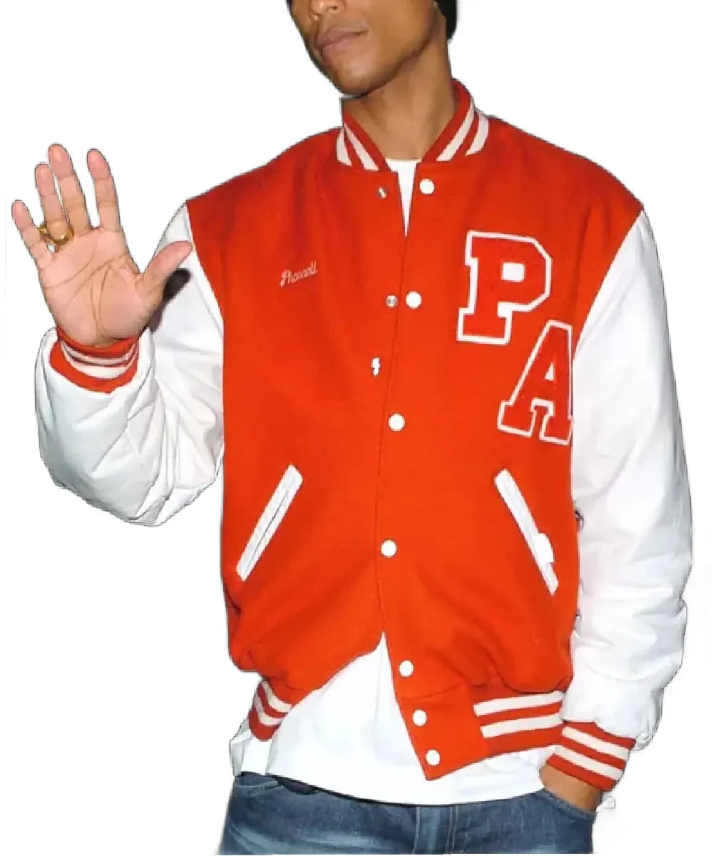 Pharrell Williams Princess Anne High School Letterman Jacket Red & White