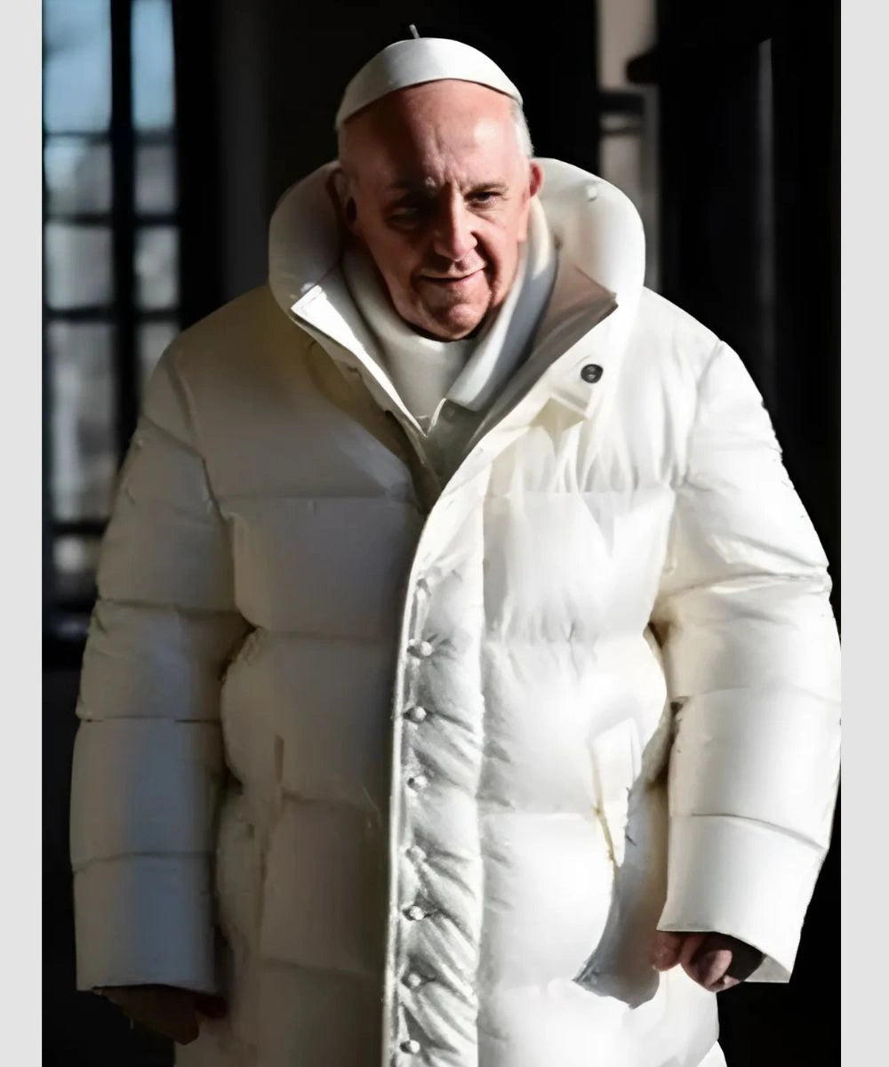 Pope Francis Puffer Hooded Long Coat Jacket White