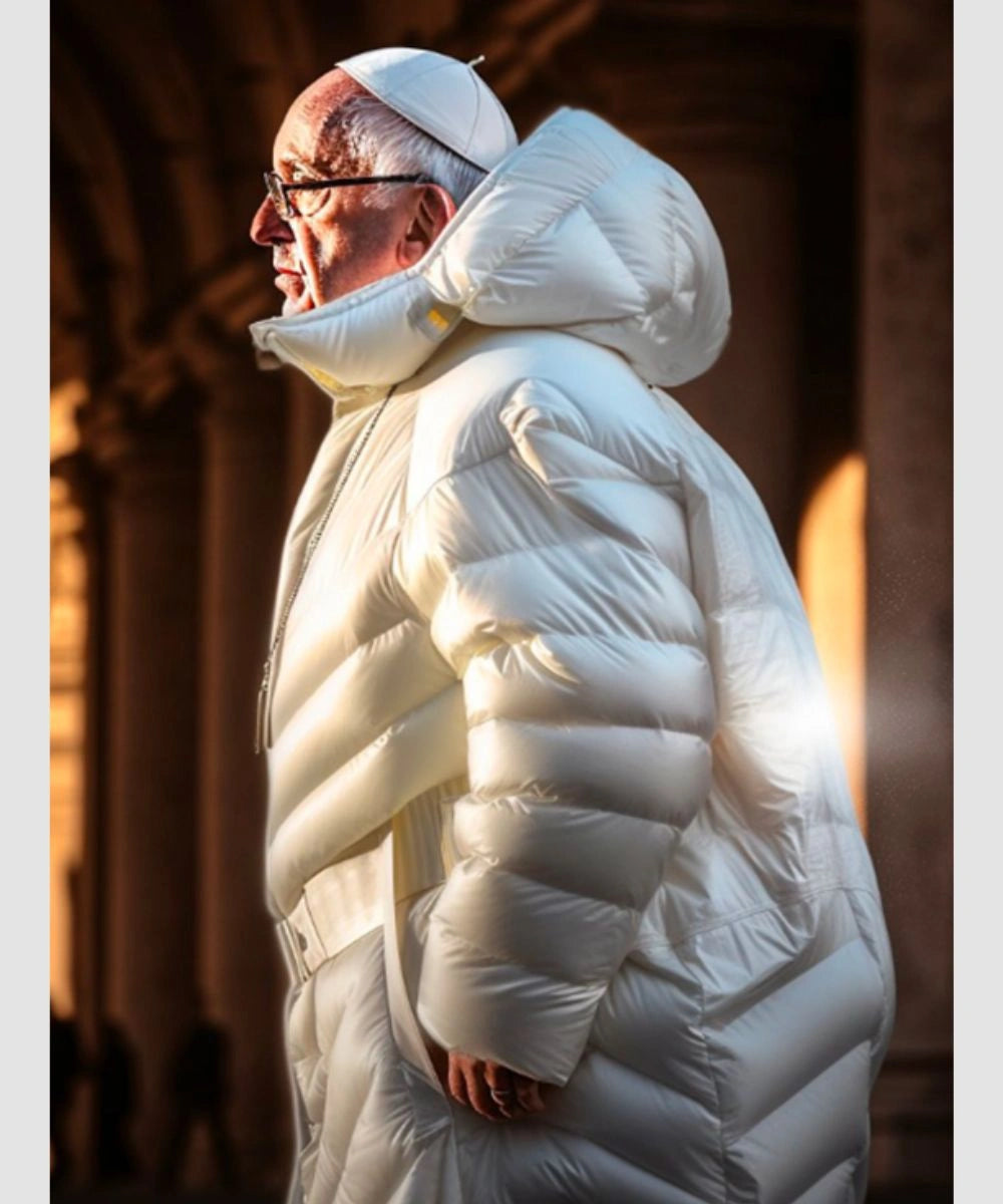 Pope Francis Puffer White Long Coat Jacket Hooded