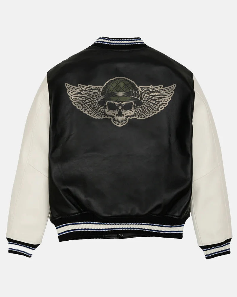Skull Eagle Ghost Rider Black Leather Bomber Jacket