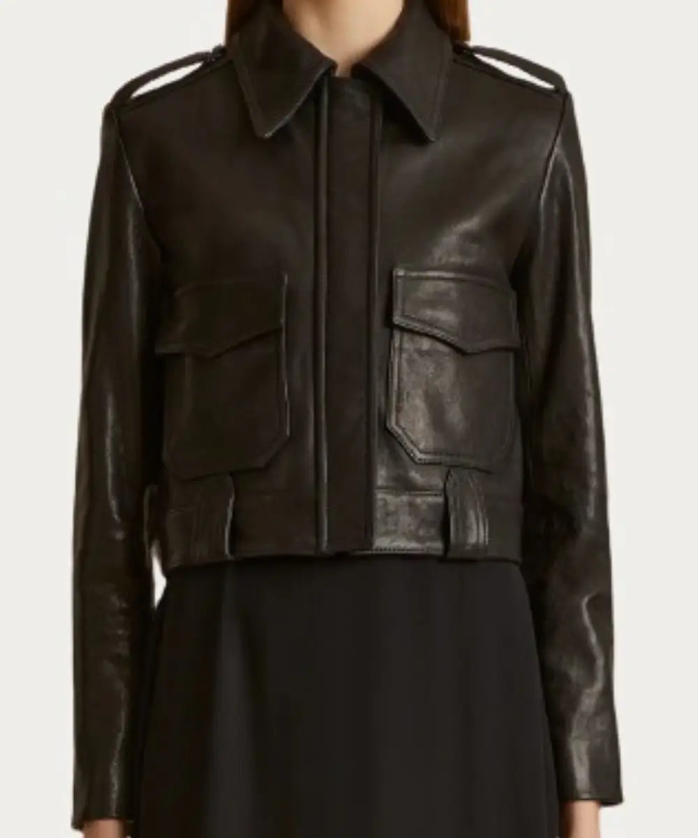 Cordelia Black Crop Leather Jacket