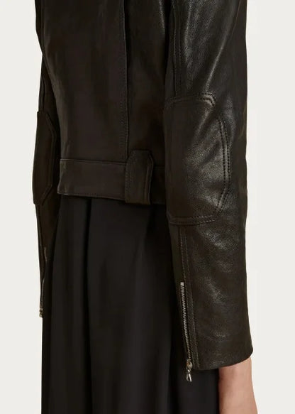The Cordelia Crop Black Leather Jacket
