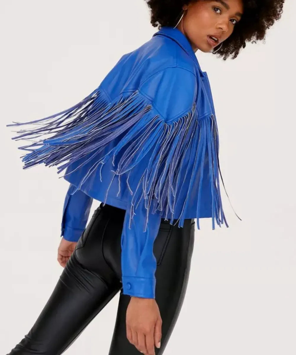 TheVoiceS27HaileyWrightFringeSuedeFauxLeatherWesternJacketBlue