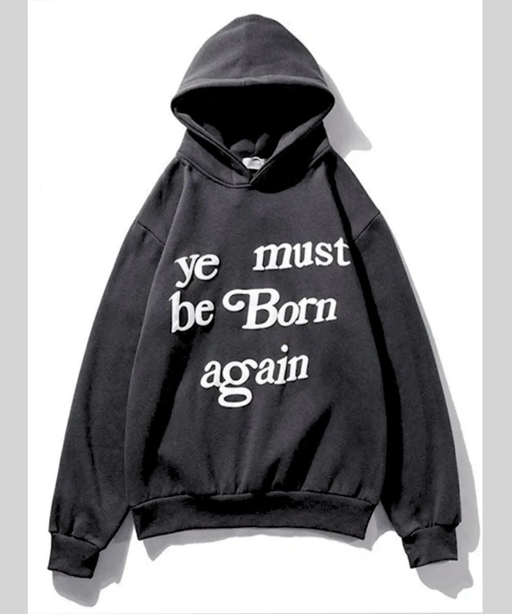 Unisex Hip Hop Ye Must Born Again Hoodie Black