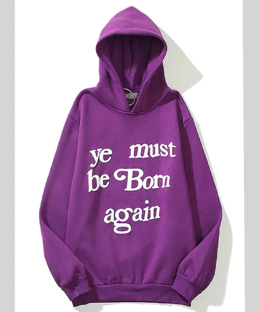 Unisex Hip Hop Ye Must Born Again Hoodie Purple