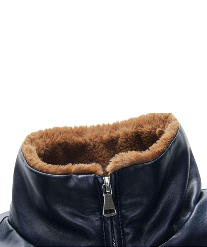 Men Black Fur Shearling Leather Coat
