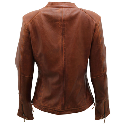 Women Brown Biker Vintage Leather Jacket
