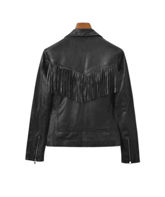 Brando Black Leather  Fringe jacket