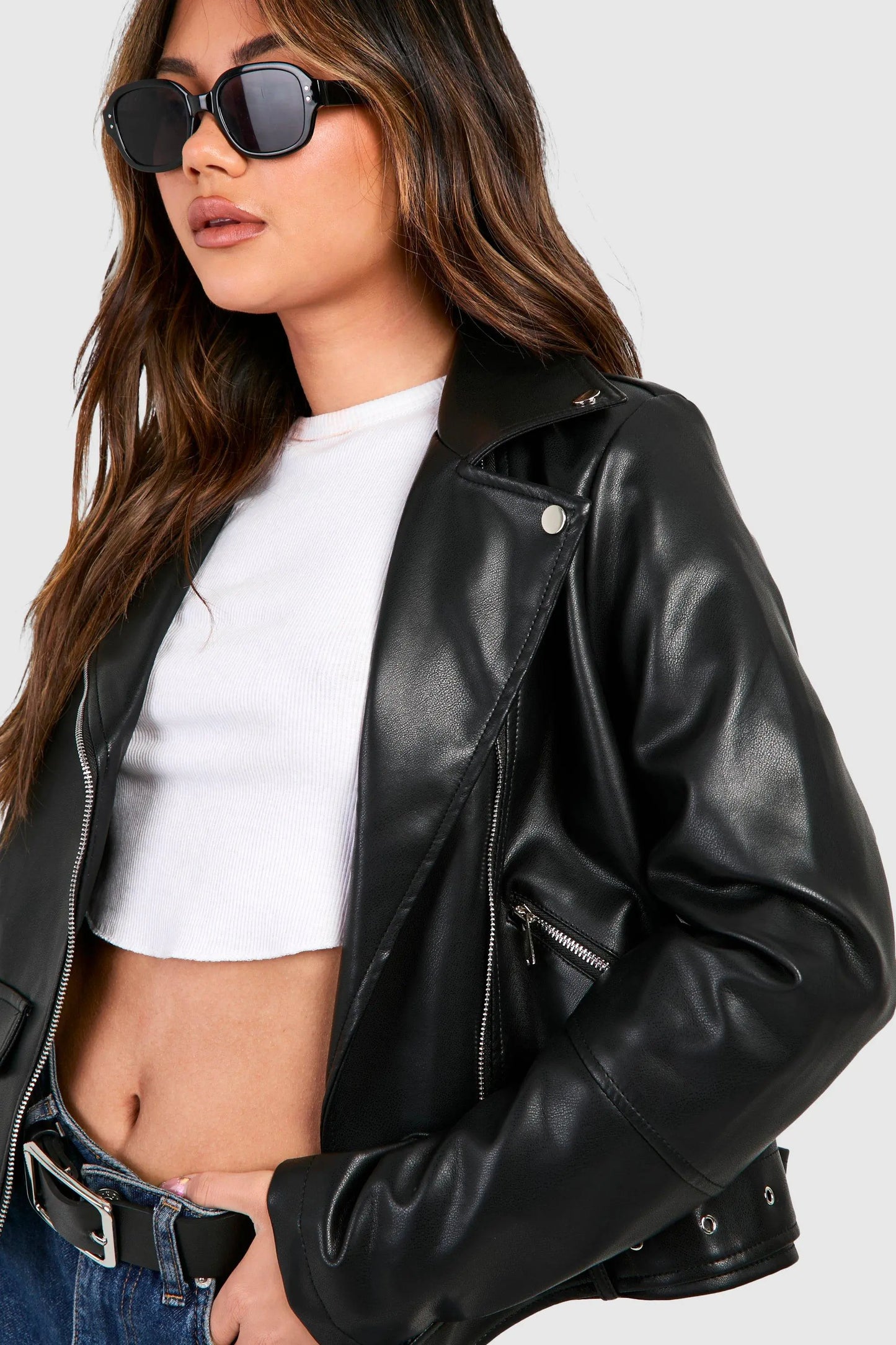Women Black Biker Leather Jacket