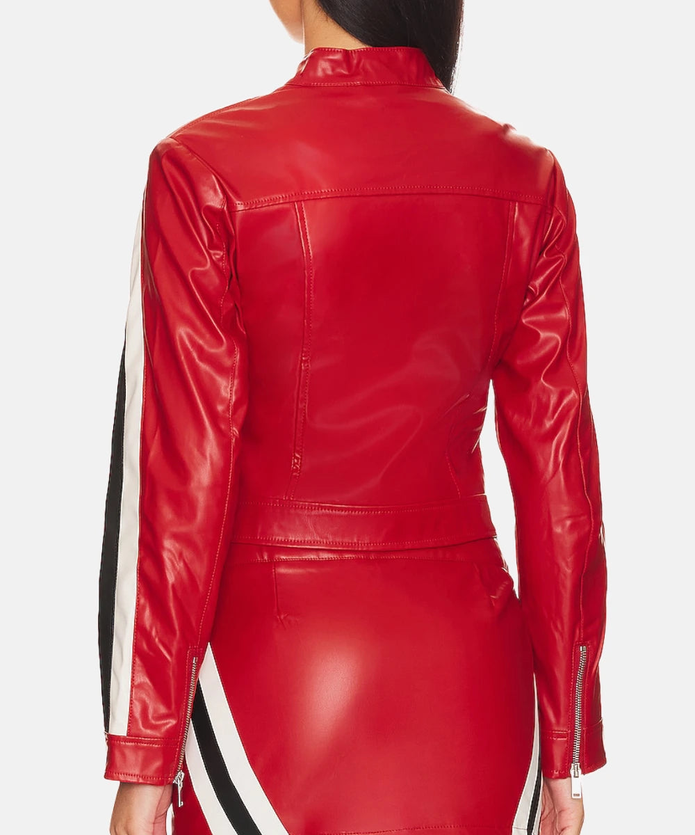 Analyzing image WomenJackieRedandBlackFauxLeatherMotorcycleJacket