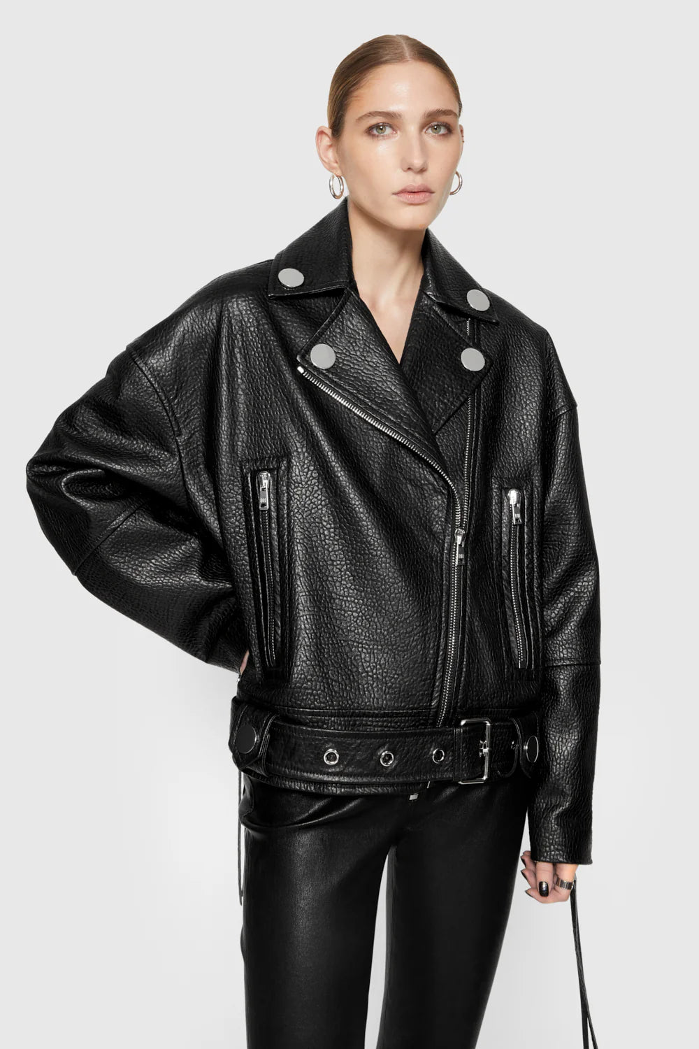 WomenStevieOversizedLeatherMotorcycleJacket