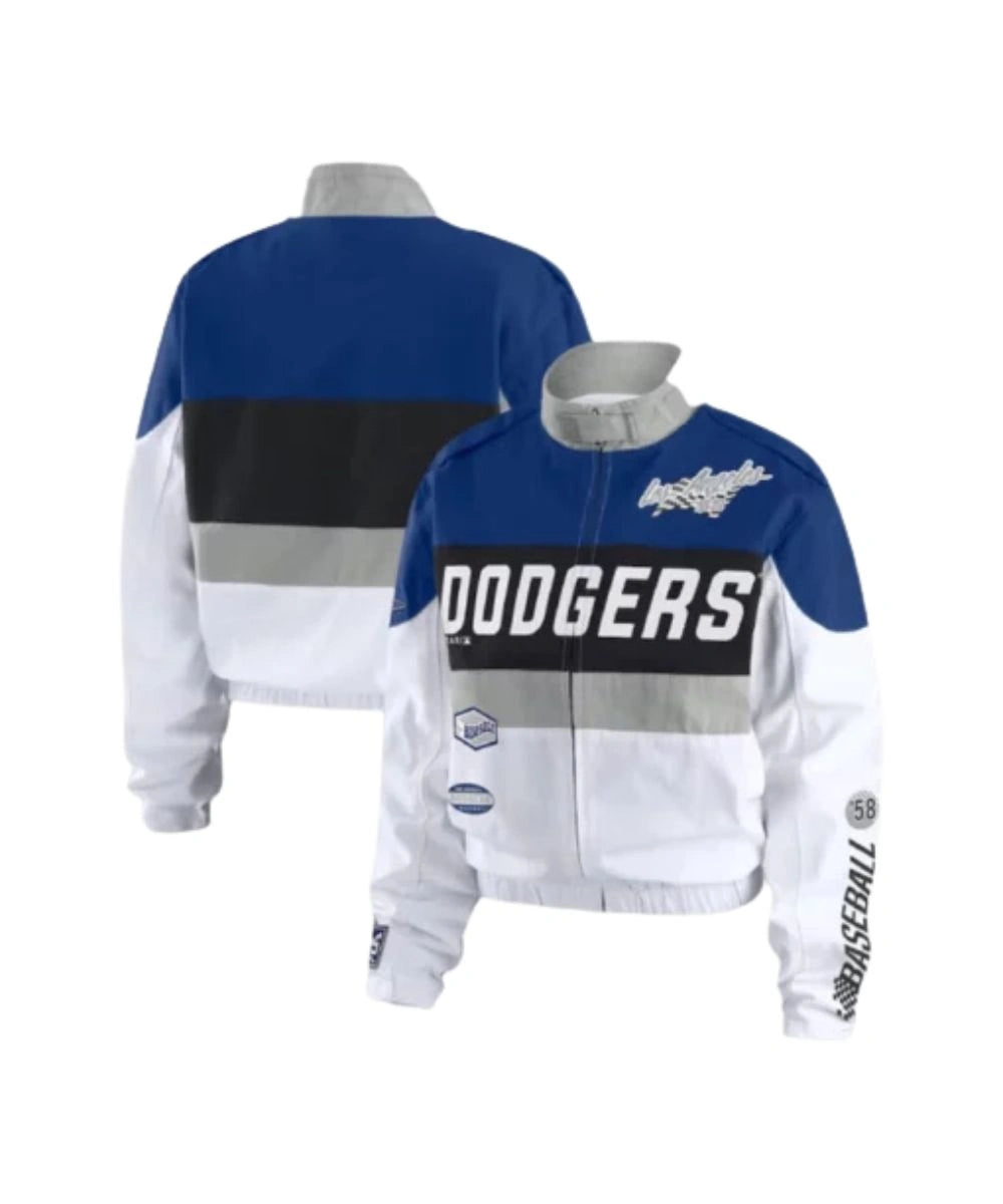 Women's Erin Andrews Los Angeles Dodgers Racing Full-Zip Jacket