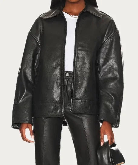 Women_s Oversized Vintage Alek Drop Shoulder Black Leather Jacket