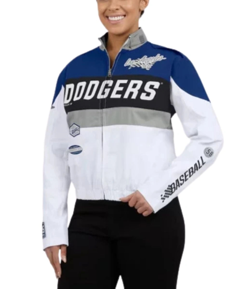 Womens Los Angeles Dodgers Erin Andrews Racing Full-Zip Jacket