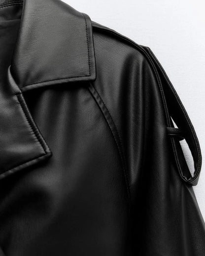 zara OVERSIZED FAUX LEATHER TRENCH