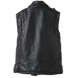 Women Black Leather Vest Four Pocket