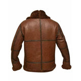 Men Brown Aviator Bomber Fur Collar Leather Jacket