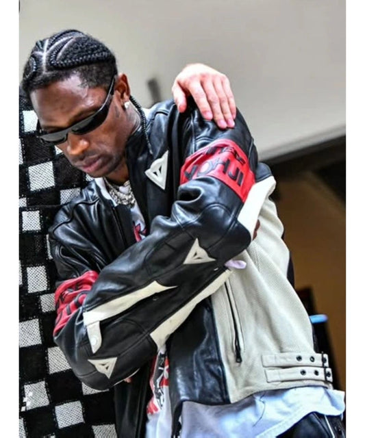 2025 F1 Miami GP Travis Scott Yohji Yamamoto Pour Homme x Dainese Leather Black Jacket