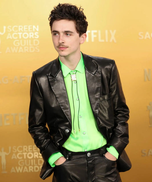 2025 SAG Awards Timothee Chalamet Leather Blazer