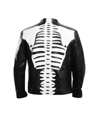 Unisex Black Halloween Skeleton Style Leather Jacket