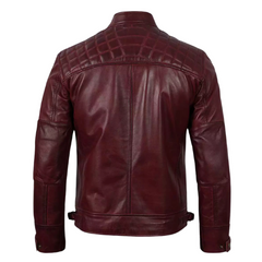 Men Maroon Biker Stylish LeatherJacket