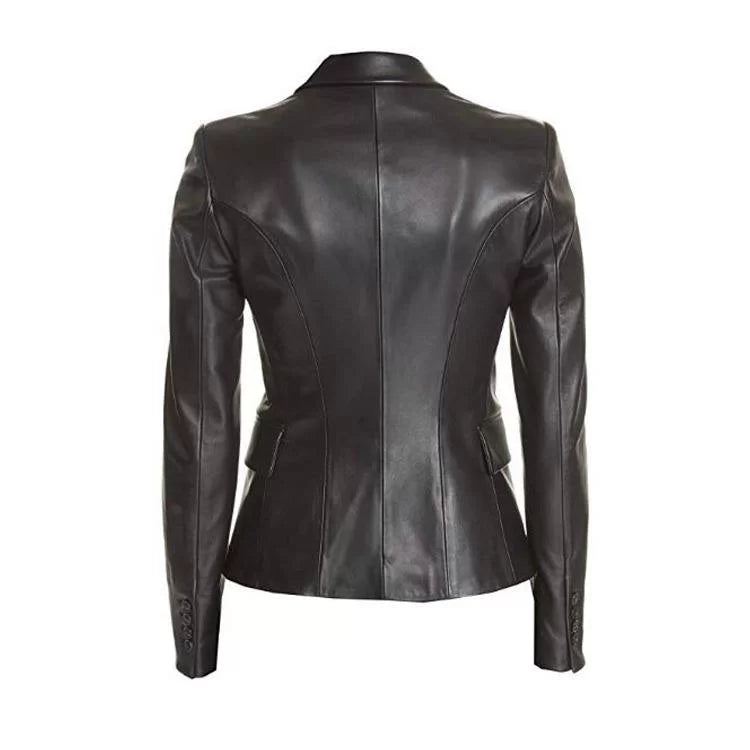 Women Black Coat Blazer Leather