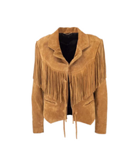 Women Brown Fringe Stylish Leather Jacket